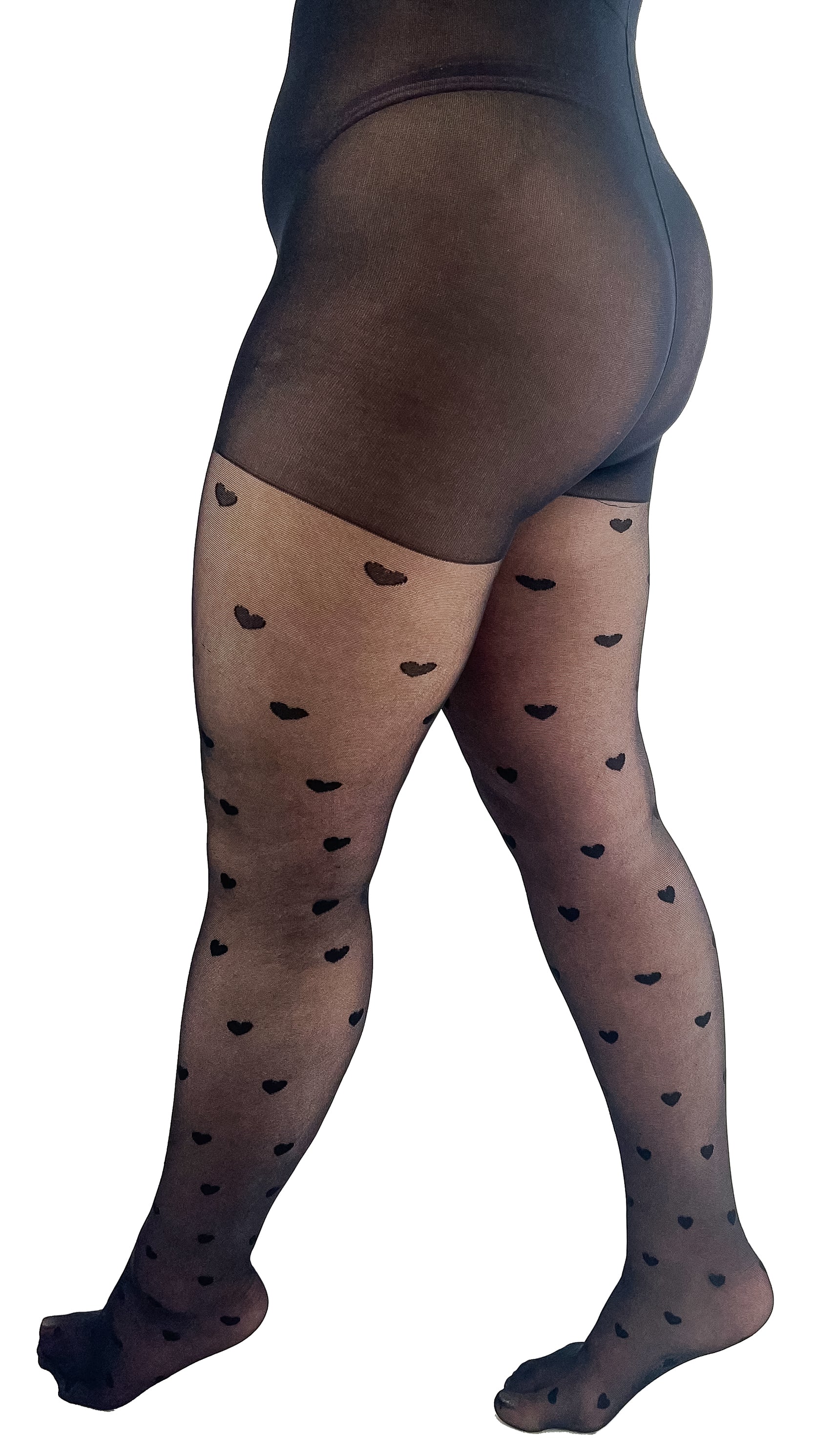 Heart Printed Tights Black