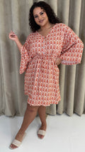 CurveWow Button Front Kimono Sleeve Dress Multi Floral