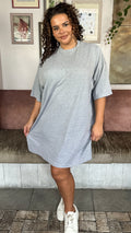 CurveWow Oversized T-Shirt Dress Grey Marl