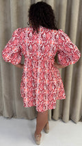 CurveWow Printed Smock Dress Red