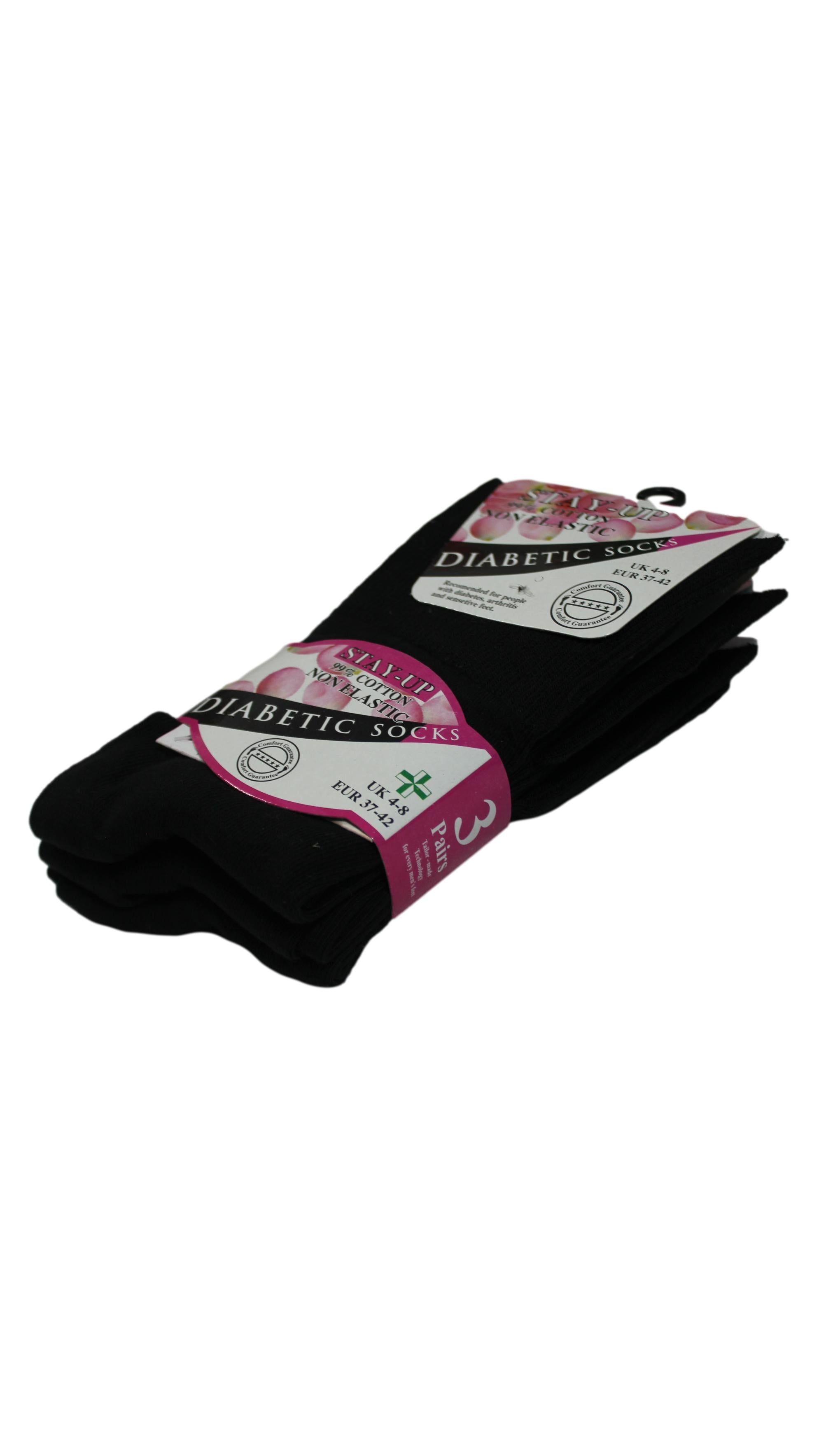 3 Pack Non Elastic Diabetic Socks Black