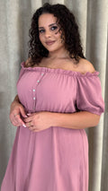 CurveWow Bardot Midi Dress Pink