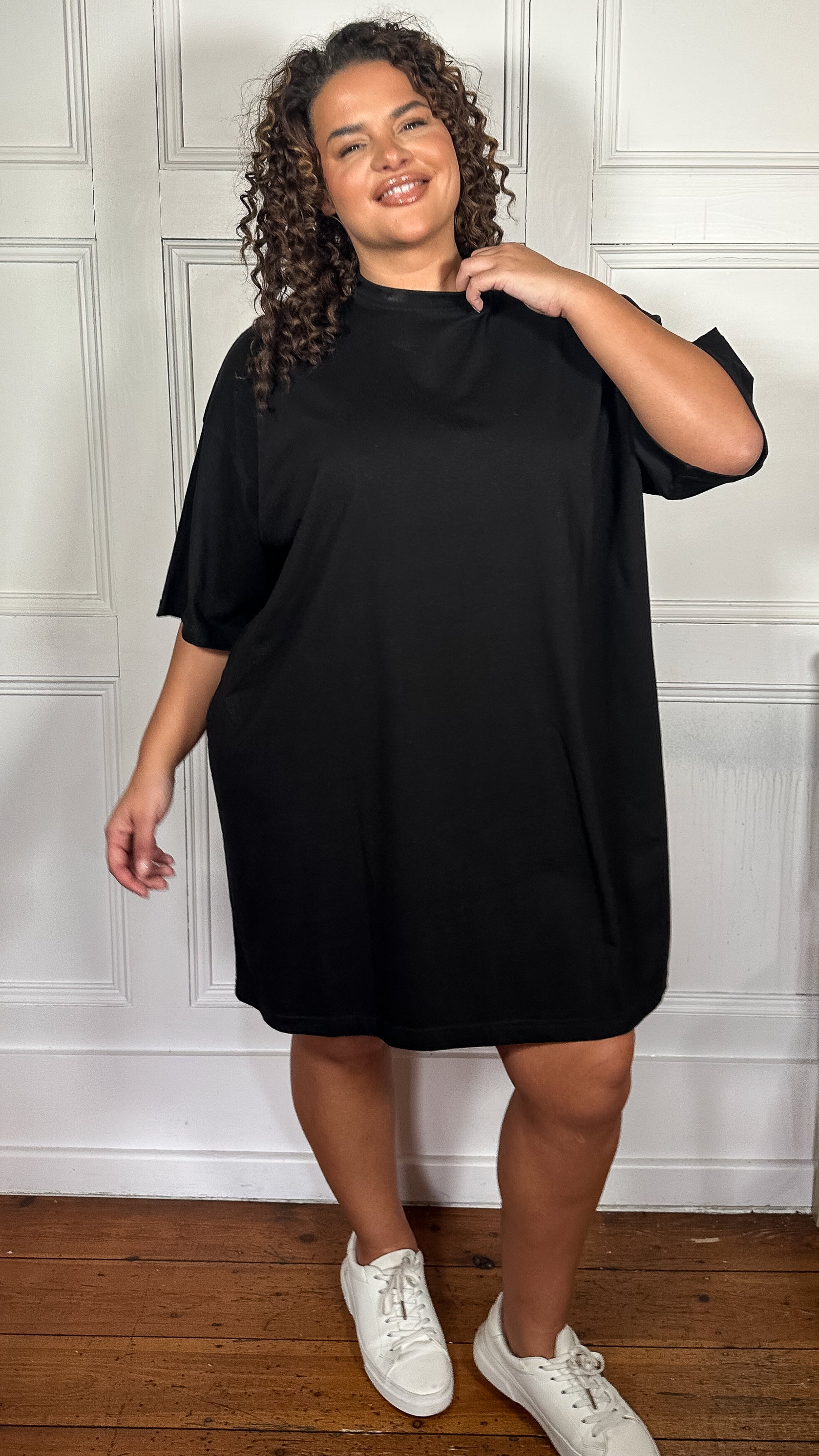 plus size black t shirt dress CurveWow Oversized T-Shirt Dress Black – Curvewow