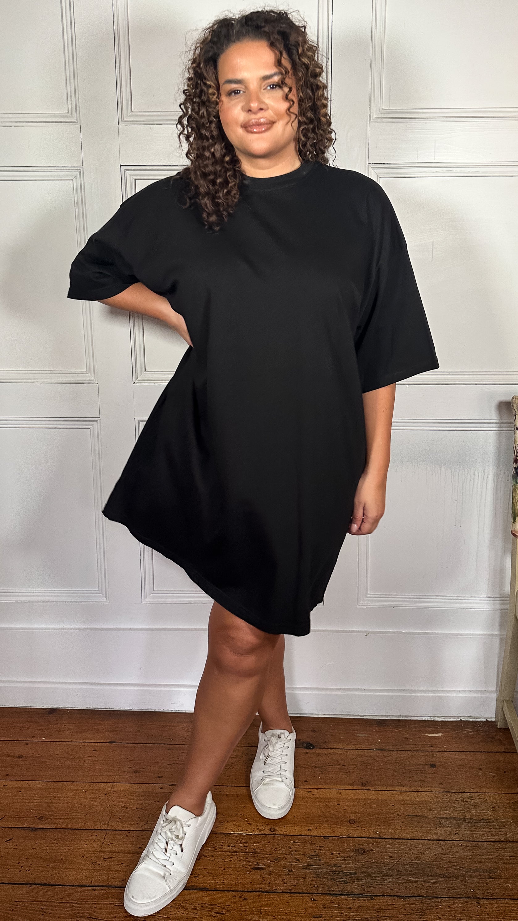 CurveWow Oversized T-Shirt Dress Black Curvewow CurveWow Oversized T-Shirt Dress Black Curvewow
