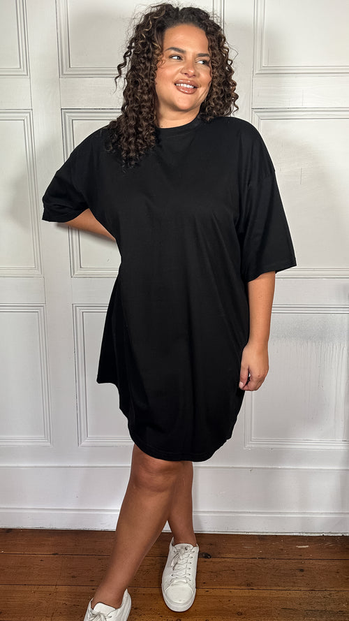 CurveWow Oversized T-Shirt Dress Black