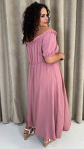 CurveWow Bardot Midi Dress Pink