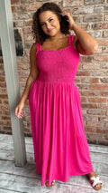 CurveWow Shirred Bust Maxi Dress Pink