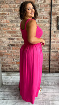 CurveWow Shirred Bust Maxi Dress Pink