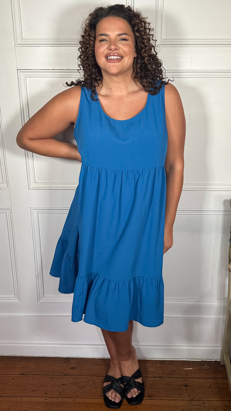CurveWow Basic Sundress Plain Cobalt Blue Curvewow CurveWow Basic Sundress Plain Cobalt Blue Curvewow