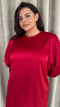 CurveWow Balloon Sleeve Shift Dress Red