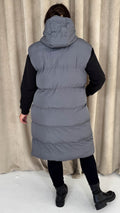 CurveWow Hooded Longline Gilet Grey