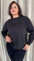 CurveWow Embossed 'London Vintage' Sweatshirt Black