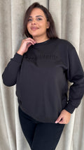 CurveWow Embossed 'London Vintage' Sweatshirt Black