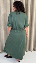CurveWow Maxi T-Shirt Dress With Drawstring Khaki