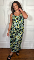 CurveWow Printed Tie Front Maxi Dress Green Floral
