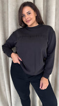 CurveWow Embossed 'London Vintage' Sweatshirt Black