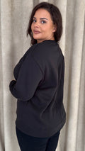 CurveWow Embossed 'London Vintage' Sweatshirt Black