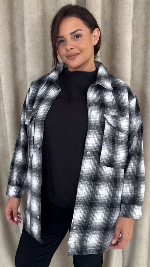 CurveWow Check Shacket Black Check