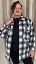 CurveWow Check Shacket Black Check