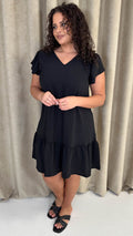 CurveWow Ruffle Tiered Mini Dress Black