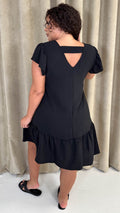 CurveWow Ruffle Tiered Mini Dress Black