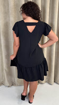 CurveWow Ruffle Tiered Mini Dress Black
