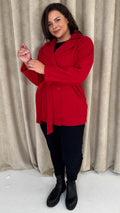 CurveWow Short Coat With Belt Red