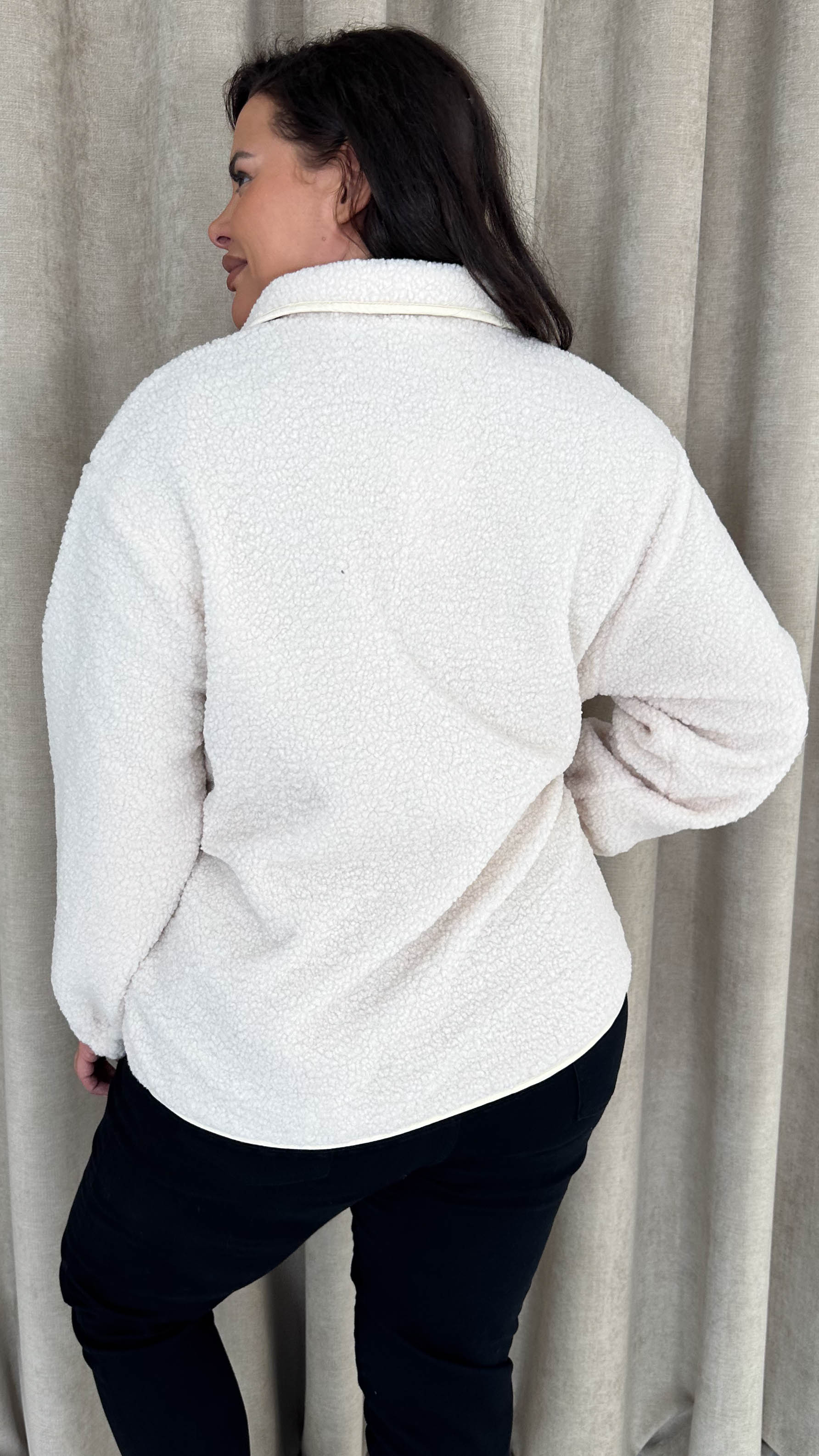 CurveWow Borg Teddy Jacket Cream