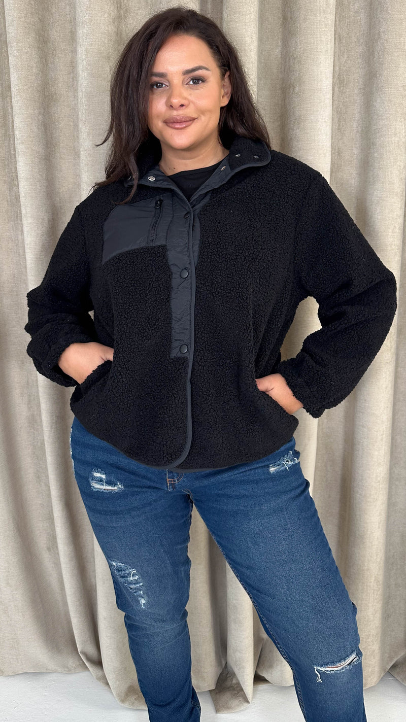 CurveWow Borg Teddy Jacket Black