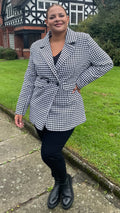 CurveWow Double Breasted Jacket Dogtooth