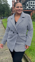 CurveWow Double Breasted Jacket Dogtooth