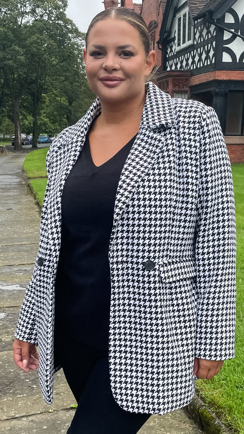 CurveWow Double Breasted Jacket Dogtooth