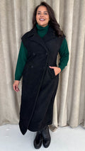CurveWow Button Front Teddy Gilet Black