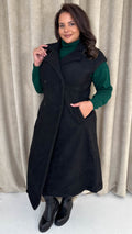 CurveWow Button Front Teddy Gilet Black