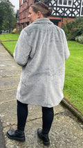 CurveWow Faux Fur Button Front Coat Grey