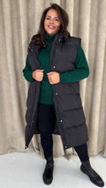 CurveWow Hooded Longline Gilet Black