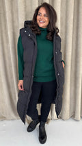 CurveWow Hooded Longline Gilet Black