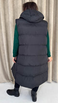 CurveWow Hooded Longline Gilet Black