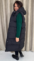 CurveWow Hooded Longline Gilet Black