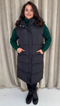 CurveWow Hooded Longline Gilet Black