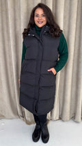 CurveWow Hooded Longline Gilet Black