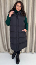 CurveWow Hooded Longline Gilet Black