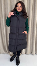 CurveWow Hooded Longline Gilet Black