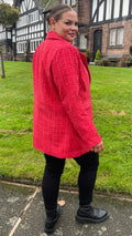 CurveWow Double Breasted Boucle Jacket Red