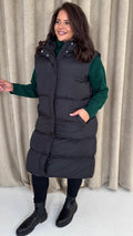 CurveWow Hooded Longline Gilet Black