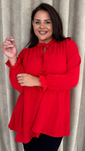 CurveWow Tie Neck Swing Top Red
