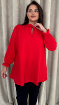 CurveWow Tie Neck Swing Top Red