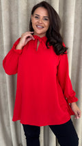 CurveWow Tie Neck Swing Top Red