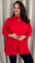 CurveWow Tie Neck Swing Top Red