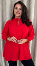 CurveWow Tie Neck Swing Top Red